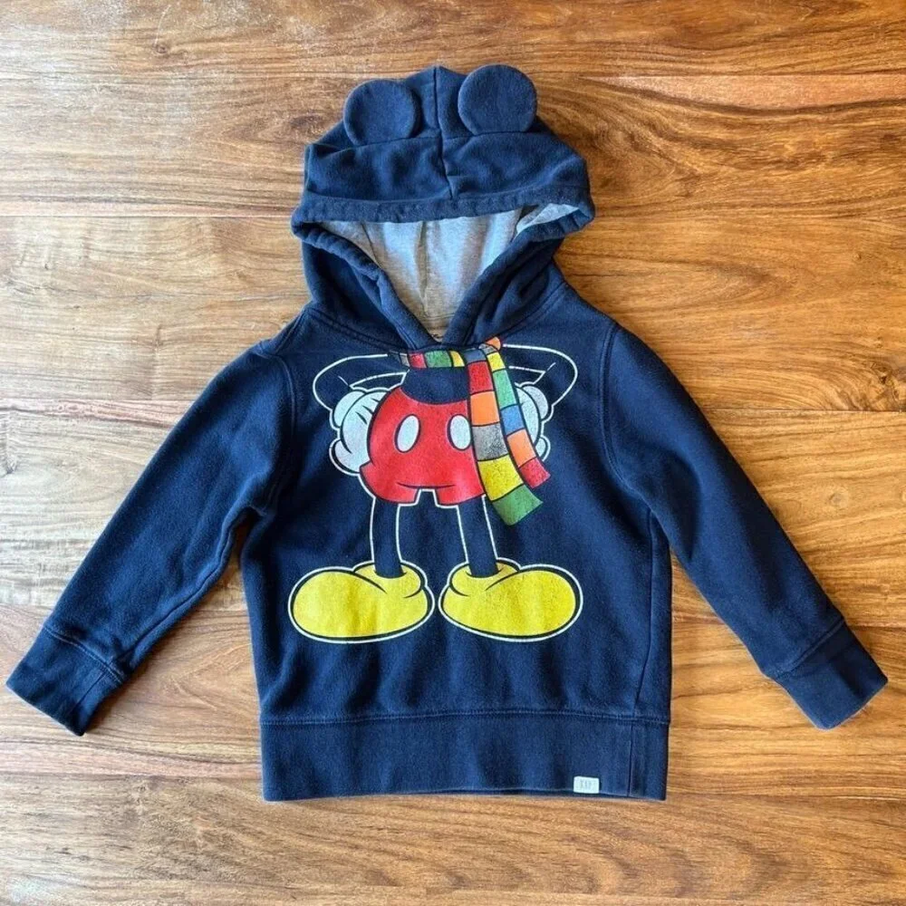 Baby Gap X Disney Mickey Mouse Pullover Hoodie Sweatshirt With Ears